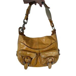 Francesco Biasia Whiskey Saddle Leather Shoulder Hobo Bag Double Front P…
